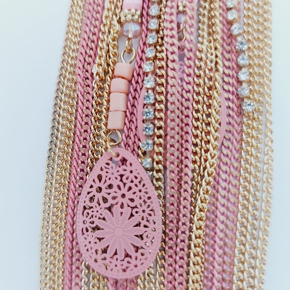 Double Chain Necklace with metal chain & beads - Picture 4 of 5